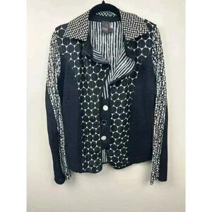 Anac By Kimi Black & White Mixed Media Button Cardigan - size Large